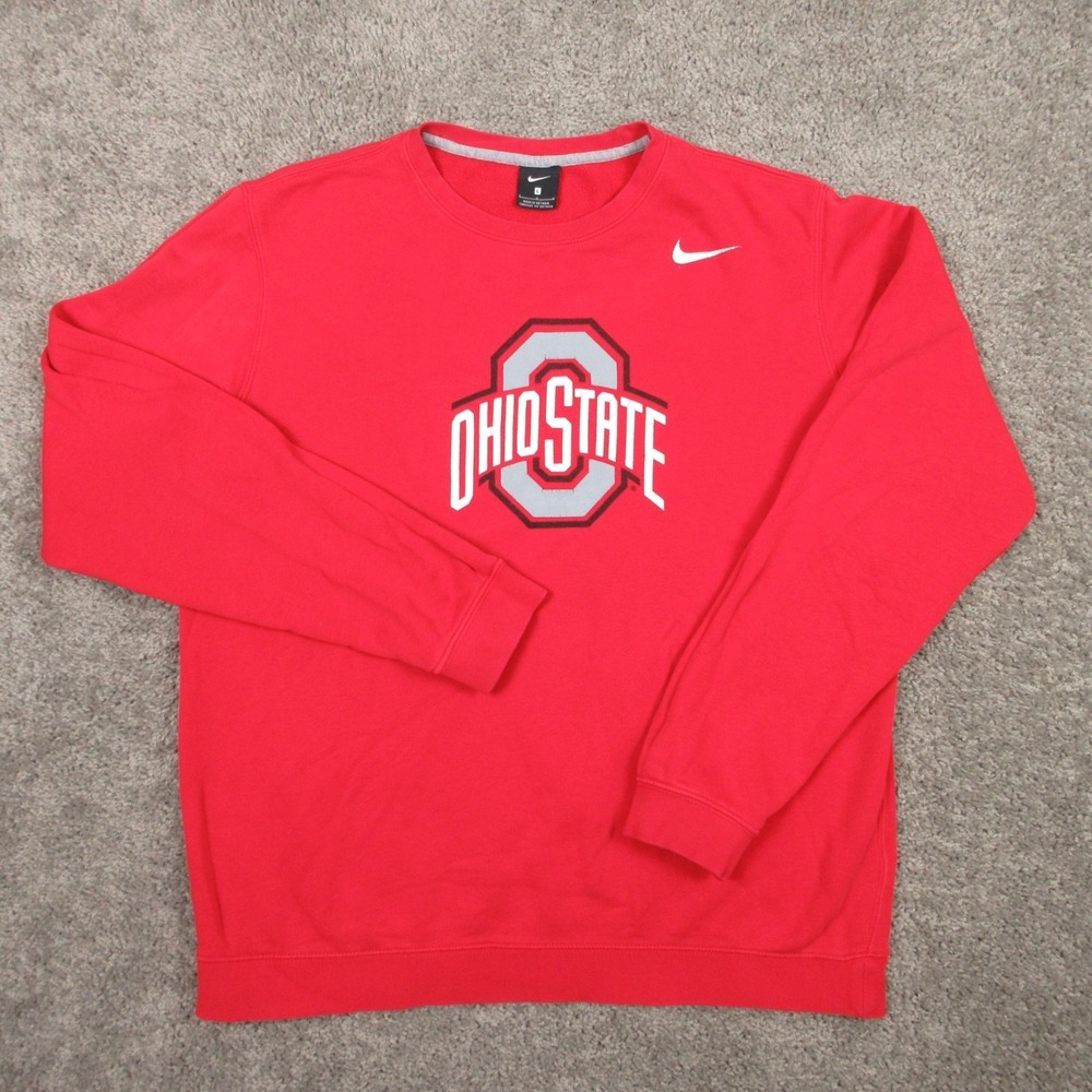 Ohio State Buckeyes Sweater Mens Large Red Crewneck Sweatshirt Nike Fleece NCAA